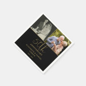 結婚50周年記念の二枚の写真入りグッズ スタンダードカクテルナプキン (角)