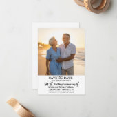 結婚50周年記念の写真入り日程お知らせ ノートカード (正面/裏面インサイチュ)