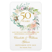 結婚50周年記念の結婚式の延期日 ローズ フローラル マグネット (縦)