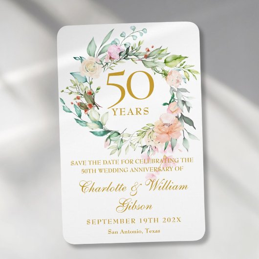 結婚50周年記念の結婚式の延期日 ローズ フローラル マグネット