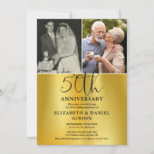 結婚50周年記念の2枚の写真入りギフト 招待状 (正面)