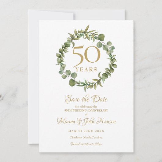 結婚50周年記念のSave the Dateガーランド 招待状 (正面)