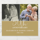 結婚50周年記念のThen And Now 2枚の写真 スパークリングワインラベル (シングルラベル)