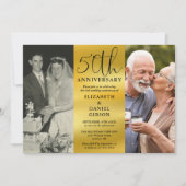 結婚50周年記念のThen And Now 2枚の写真 招待状 (正面)