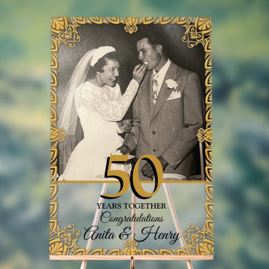 結婚50周年記念ウェルカム アクリルサイン (ニュートラル)