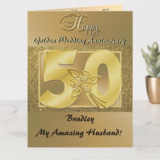 結婚50周年記念カード 夫用 オーダーメイド カード (小さな植物)
