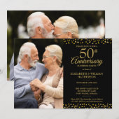 結婚50周年記念サプライズパーティー 2枚の写真 招待状 (正面/裏面)