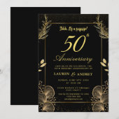 結婚50周年記念サプライズ ブラック&ゴールド 招待状 (正面/裏面)