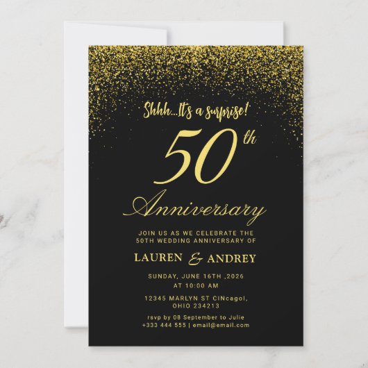 結婚50周年記念サプライズ 招待状 (正面)