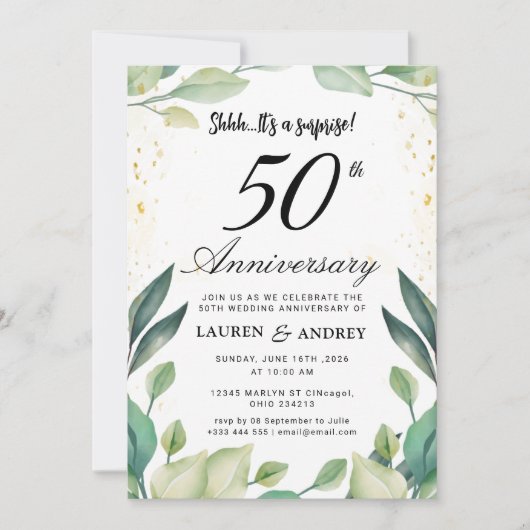 結婚50周年記念サプライズ 招待状 (正面)
