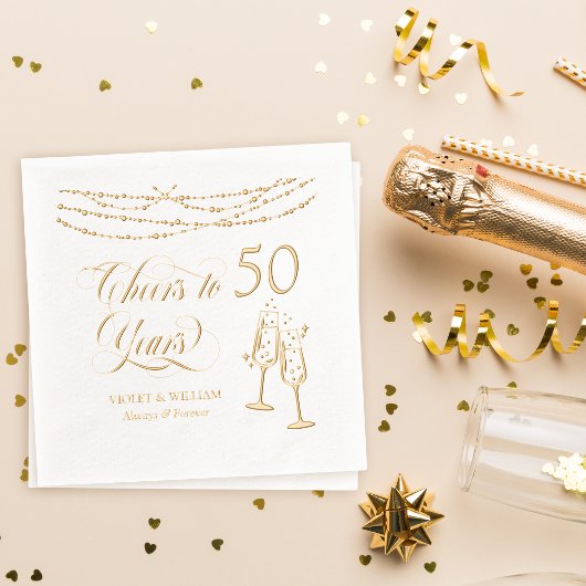 結婚50周年記念パーティーおめでとう 箔ナプキン