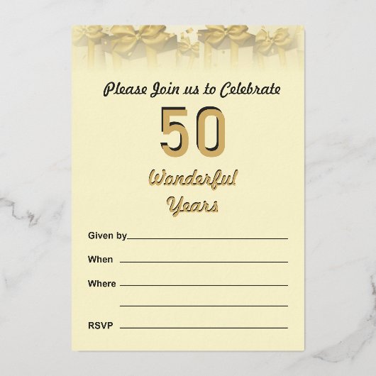結婚50周年記念パーティーのご案内 箔招待状 (正面)