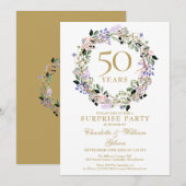 結婚50周年記念パーティーのためのフラワーギフト 招待状 (正面/裏面)