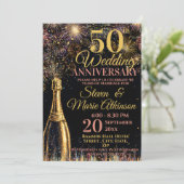 結婚50周年記念パーティーのシャンパン祝賀 招待状 (スタンド正面)