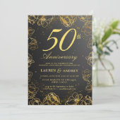 結婚50周年記念パーティー招待状(モダン・シンプル) 招待状 (スタンド正面)