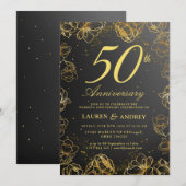 結婚50周年記念パーティー招待状(モダン・シンプル) 招待状 (正面/裏面)