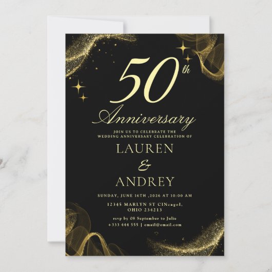 結婚50周年記念パーティー招待状(モダン・シンプル) 招待状 (正面)