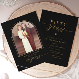 結婚50周年記念パーティー ブラック&ゴールド 招待状