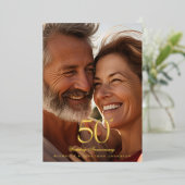 結婚50周年記念フォトウェディングギフト 箔招待状 (立ち正面)