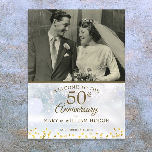 結婚50周年記念フォトウェルカムボード 冬 ポスター