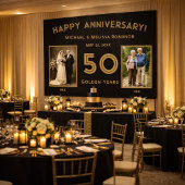 結婚50周年記念フォトバナー ブラック&ゴールド 横断幕