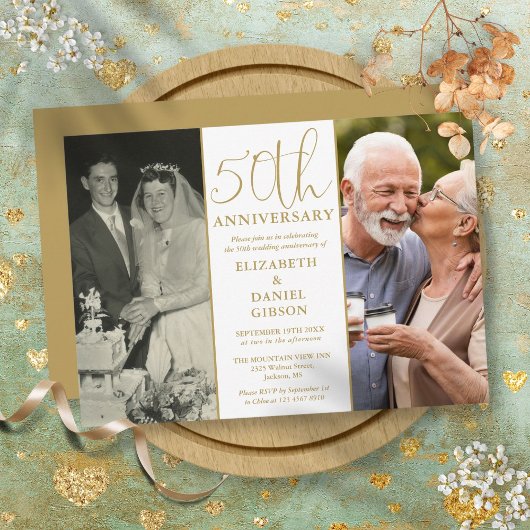 結婚50周年記念フォトフレームペアデザイン 招待状