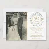 結婚50周年記念フォト フラワーグリーン 招待状 (正面)
