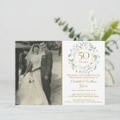結婚50周年記念フォト フラワーグリーン 招待状 (スタンド正面)