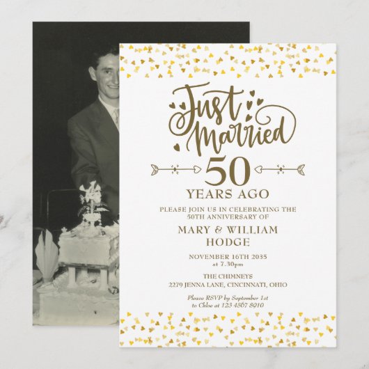 結婚50周年記念フォト 招待状 (正面/裏面)
