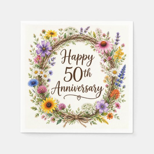 結婚50周年記念ペーパーナプキン、結婚50周年お祝い スタンダードカクテルナプキン (正面)