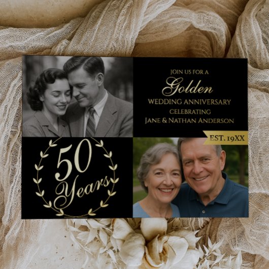 結婚50周年記念写真 箔招待状