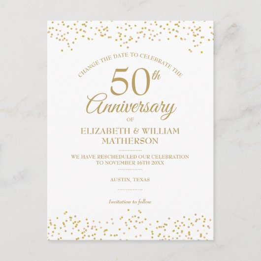 結婚50周年記念日変更のお知らせ 案内ポストカード (正面)