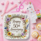 結婚50周年記念紙皿、50回目の結婚記念日 ペーパープレート (パーティー)