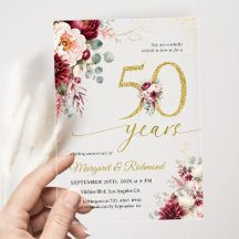 結婚50周年記念 エレガントなバーガンディーとピンク