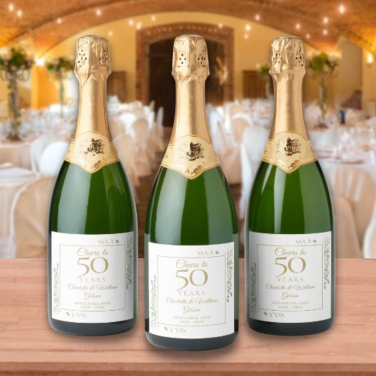 結婚50周年記念 グリーンに乾杯 スパークリングワインラベル