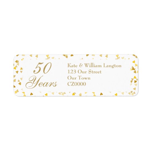 結婚50周年記念 ゴールデンハートのコンフェティ ラベル (正面)