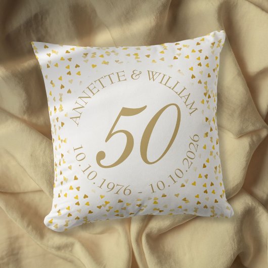 結婚50周年記念 ゴールデンハートの紙吹雪 クッション