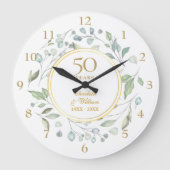 結婚50周年記念 フラワーグリーン ラージ壁時計 (正面)
