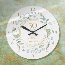 結婚50周年記念 フラワーグリーン ラージ壁時計