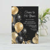 結婚50周年記念 ブラックゴールド 招待状 (スタンド正面)