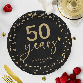 結婚50周年記念 ブラック&ゴールド ペーパープレート