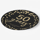 結婚50周年記念 ブラック＆ゴールド ペーパープレート (アングル)
