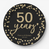結婚50周年記念 ブラック＆ゴールド ペーパープレート (正面)