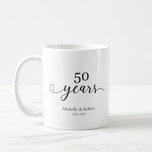 結婚50周年記念 ミニマル エレガント コーヒーマグカップ (左)