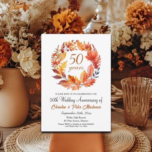 結婚50周年記念 秋の花輪 招待状