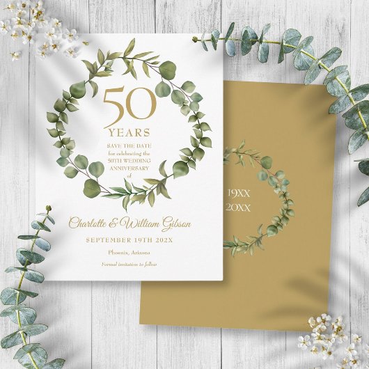 結婚50周年記念Save the Date ガーランド ポストカード