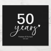 結婚50周年 ブラック&ホワイト スパークリングワインラベル (シングルラベル)