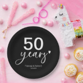 結婚50周年 ブラック&ホワイト ペーパープレート (パーティー)