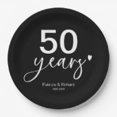 結婚50周年 ブラック&ホワイト ペーパープレート (正面)