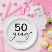 結婚50周年 ブラック&ホワイト ペーパープレート (パーティー)